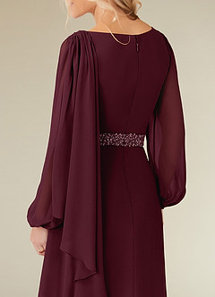 Azazie Priyanka Mother of the Bride Dresses Cabernet A-Line Boatneck Pleated Chiffon Dress image4