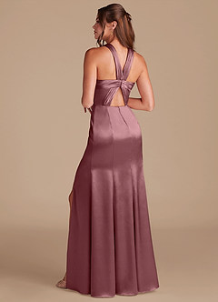 Azazie Rue Bridesmaid Dresses Vintage Mauve Sheath Pleated Metallic Satin Dress image7