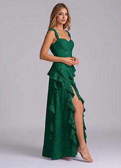 Azazie Sloane Bridesmaid Dresses Emerald A-Line Sweetheart Neckline Floral Burnout Dress image5