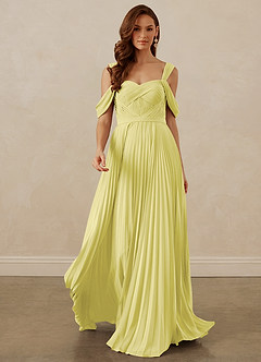Christian Siriano Bridal for Azazie 1013 Robes de demoiselle d'honneur Robe Trapèze en Mousseline de soie Épaule décolletée Sorbet Citron image9