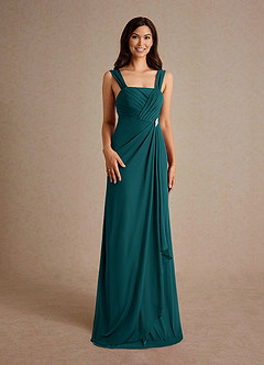 Azazie Clinton Mother of the Bride Dresses Peacock A-Line Pleated Mesh Dress image7