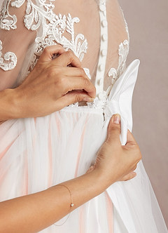 Azazie Elodie Flower Girl Dresses Ivory Sunset Ball-Gown Lace Dress image9