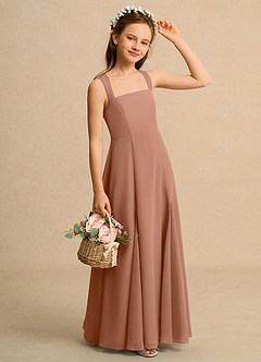Azazie Tater Junior Formal Flower Girl Dresses Bronzer A-Line Pleated Chiffon Dress image3