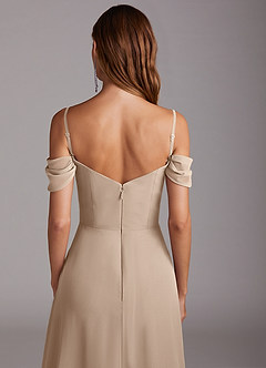 Azazie Marley Bridesmaid Dresses Taupe A-Line Off the Shoulder Chiffon Convertible Dress image9