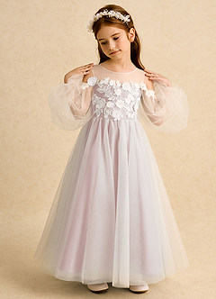 Azazie Zimi Flower Girl Dresses Blushing Pink Ball-Gown Sweetheart Neckline Tulle Dress image3