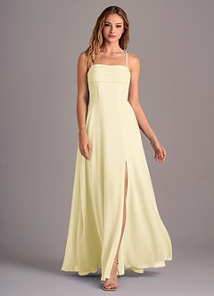 Azazie Carolyn Abiti da Damigella Abito A-Line in Chiffon Plissettato Sorbetto Al Limone image4