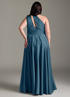Azazie Charlize Bridesmaid Dresses Bermuda A-Line One Shoulder Stretch Satin Dress image10