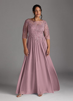 Azazie Harriet Mother of the Bride Dresses Dusty Rose A-Line Scoop lace Mesh Dress image9