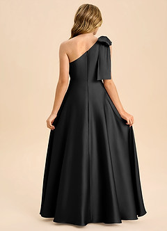 Azazie Penguin Junior Abito A-Line in Raso Elasticizzato Fiocco Nero image2