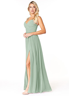 Azazie Chanel Bridesmaid Dresses Agave A-Line Pleated Chiffon Dress image3