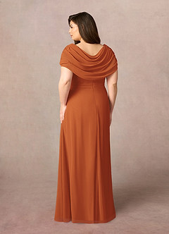 Azazie Mary Vestidos para mãe da noiva Vestir Canela de Chiffon de Linha A com Fenda Lateral image8