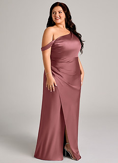 Azazie Madelyn Bridesmaid Dresses Amethyst Mermaid One Shoulder Stretch Satin Convertible Dress image12