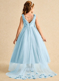 Azazie Lorita Blumenmädchenkleider A-Linie Mit Perlen Tüll Kleid Himmelblau image1