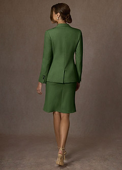 front Kennedy Olijf Set van gestructureerd stretchjack en kostuum