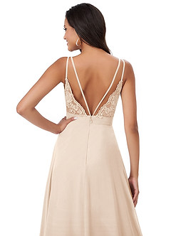 Azazie Lennon Bridesmaid Dresses White Alabaster A-Line Lace Chiffon Dress image2