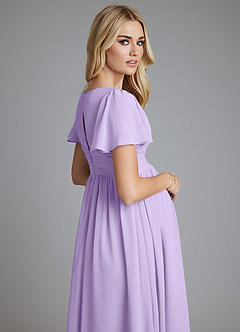 Azazie Verna Maternity Bridesmaid Dresses A-Line V-Neck Ruched Chiffon Floor-Length Dress image7