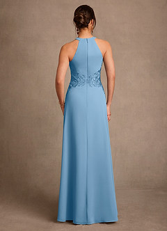 Azazie Georgie Mother of the Bride Dresses Steel Blue A-Line Lace Chiffon Dress image3