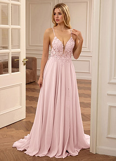 Lolanthe Pink V-neck Floral Embroidery Lace Prom Dress image3