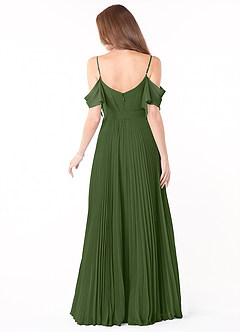 Azazie Lyney Jurken voor bruidsmeisjes Jurk van Chiffon met A-Lijn Off the Shoulder Olijf image2