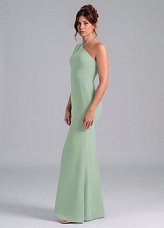 Azazie Rinna Bridesmaid Dresses Agave Mermaid One Shoulder Chiffon Dress image4