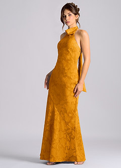 Azazie Velli Brudtärnklänningar Klä av Sjöjungfru i Blommig Utbrändhet Hög hals Knäck image6