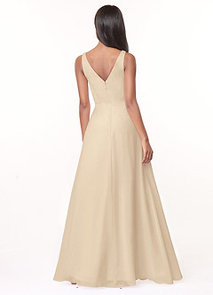 Azazie Nala Brautjungfernkleider A-Linie Plissee Chiffon Kleid Champagner image2