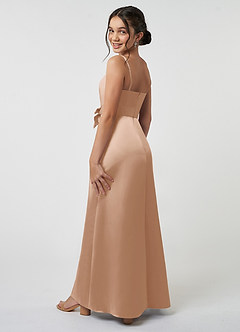 Azazie Anina Junior Robe Trapèze en Satin extensible Arc Rose Perle image5