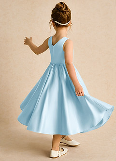 Azazie Hermia Flower Girl Dresses Sky Blue A-Line Sleeveless Matte Satin Dress image5