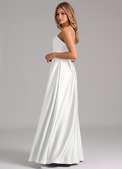 Azazie Lucienne Jurken voor bruidsmeisjes Converteerbaar Jurk van Stretch Satijn met A-Lijn Strapless Wit image3