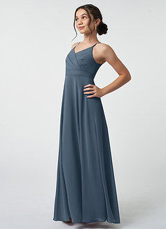 Azazie Avelina Junior Neptune A-Line Pleated Chiffon Dress image4