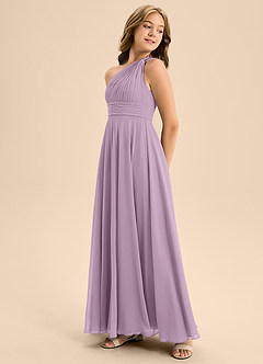Azazie Charlize Junior Wisteria A-Line Pleated Chiffon Dress image4
