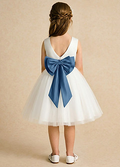 Azazie Sosie Abiti da Ragazza di Fiori Abito A-Line in Tulle Plissettato Avorio Crepuscolo image1