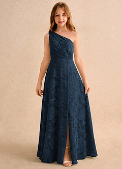 Azazie Pudles Girls Formal Flower Girl Klänningar Klänning A-linje i Blommig Utbrändhet One-shoulder image4
