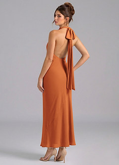 Azazie Velli Bridesmaid Dresses Cinnamon Mermaid High Neck Chiffon Dress image6