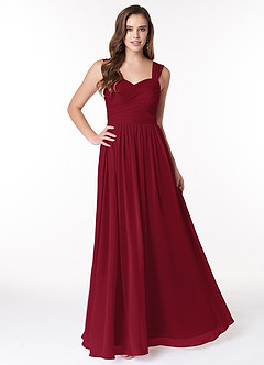 Azazie Zapheira Bridesmaid Dresses Burgundy A-Line Ruched Chiffon Dress image1