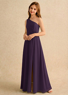 Azazie Puddles Girls Formal Flower Girl Klänningar Klä A-Line i Chiffong Ena axeln image4