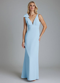 Azazie Taro Bridesmaid Dresses Sky Blue Sheath Bow Chiffon Dress image6