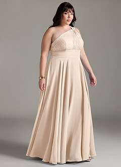 Azazie Charlize Bridesmaid Dresses White Alabaster A-Line One Shoulder Chiffon Dress image10