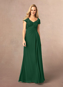 Azazie Jetta Mother of the Bride Dresses Dark Green A-Line Sequins Chiffon Dress image1