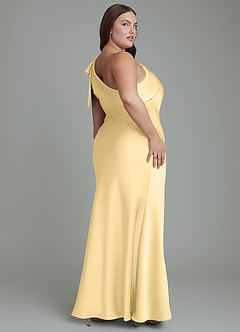 Azazie Yuanna Bridesmaid Dresses Butter Mermaid One Shoulder Stretch Satin Dress image9