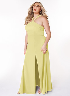 Azazie Rue Brautjungfernkleider A-Linie Halter Chiffon Kleid Zitronensorbet image9