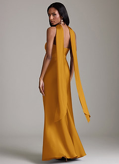 Azazie Saylor Vestidos de damas de honor Vestido de Caramelo de Satén Elástico de Corte Sirena con Sin tirantes image8