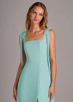 Azazie Debra Bridesmaid Dresses Aqua A-Line with Pockets Chiffon Convertible Dress image7