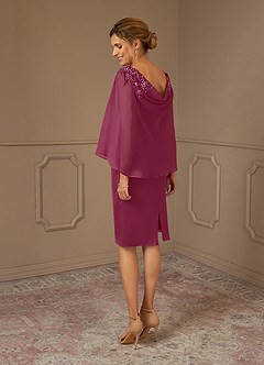 Azazie Carmela Mother of the Bride Dresses Mulberry Sheath Lace Chiffon Dress image3