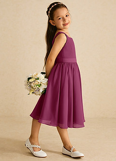 Azazie Ari Flower Girl Dresses Mulberry A-Line Sleeveless Chiffon Dress image3