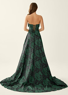 Leilani Emerald Black Corset Lace Up Back Beading Prom Dress image2