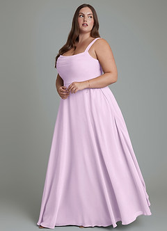 Azazie Shaude Bridesmaid Dresses Frosted Lilac A-Line Pleated Chiffon Dress image9