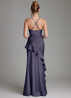Azazie Jayda Bridesmaid Dresses Stormy A-Line Ruched Stretch Satin Dress image2