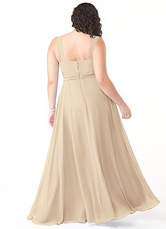 Azazie Alva Final Sale Champagne A-Line Pleated Chiffon Dress image11