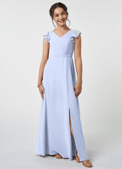 Azazie Claudine Junior Ice A-Line Pleated Chiffon Dress image1